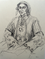 Tanja im Kapankakostüm, 1978 Kugelschreiber, 44, 8x33,7 cm