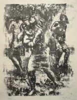 Luftangriff, 1967 Lithografie, S/W, 48x36 cm